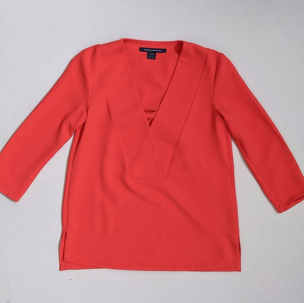French Connection Orange V Neck Long Sleeve